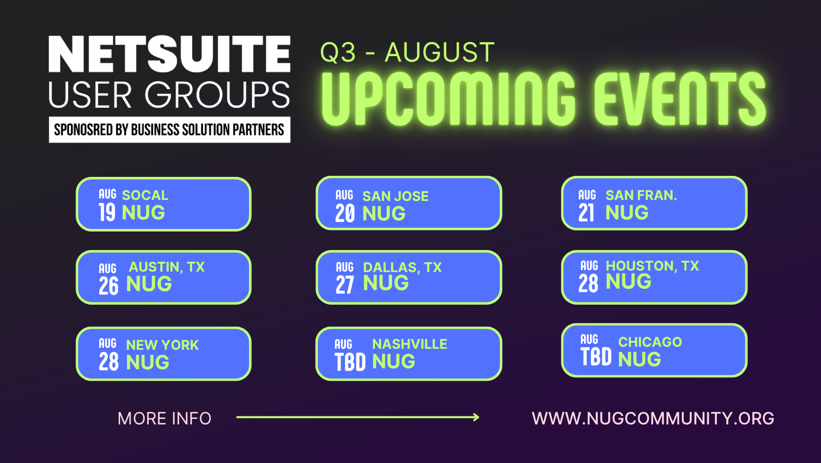 NUG Q32025 upcoming events NUG Q32025 upcoming events